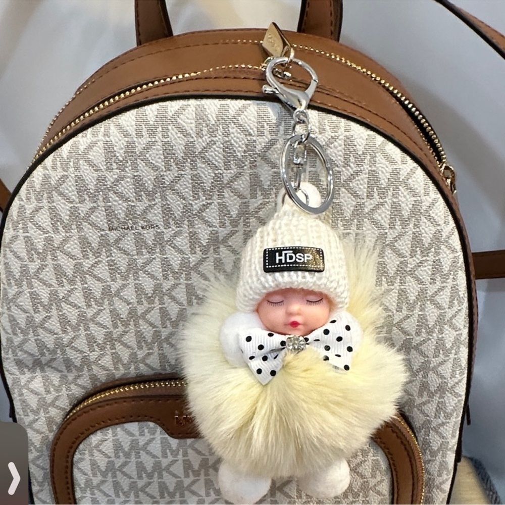 Plush Keychain - Pink Faux Fur Doll - Picture 6 of 16